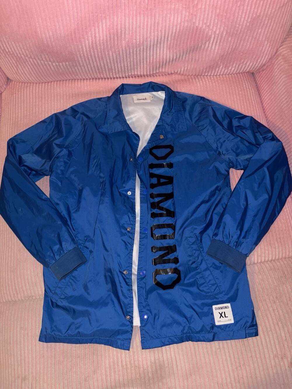 Diamond Supply Co Coaches Jacket Size XL Blue Logo